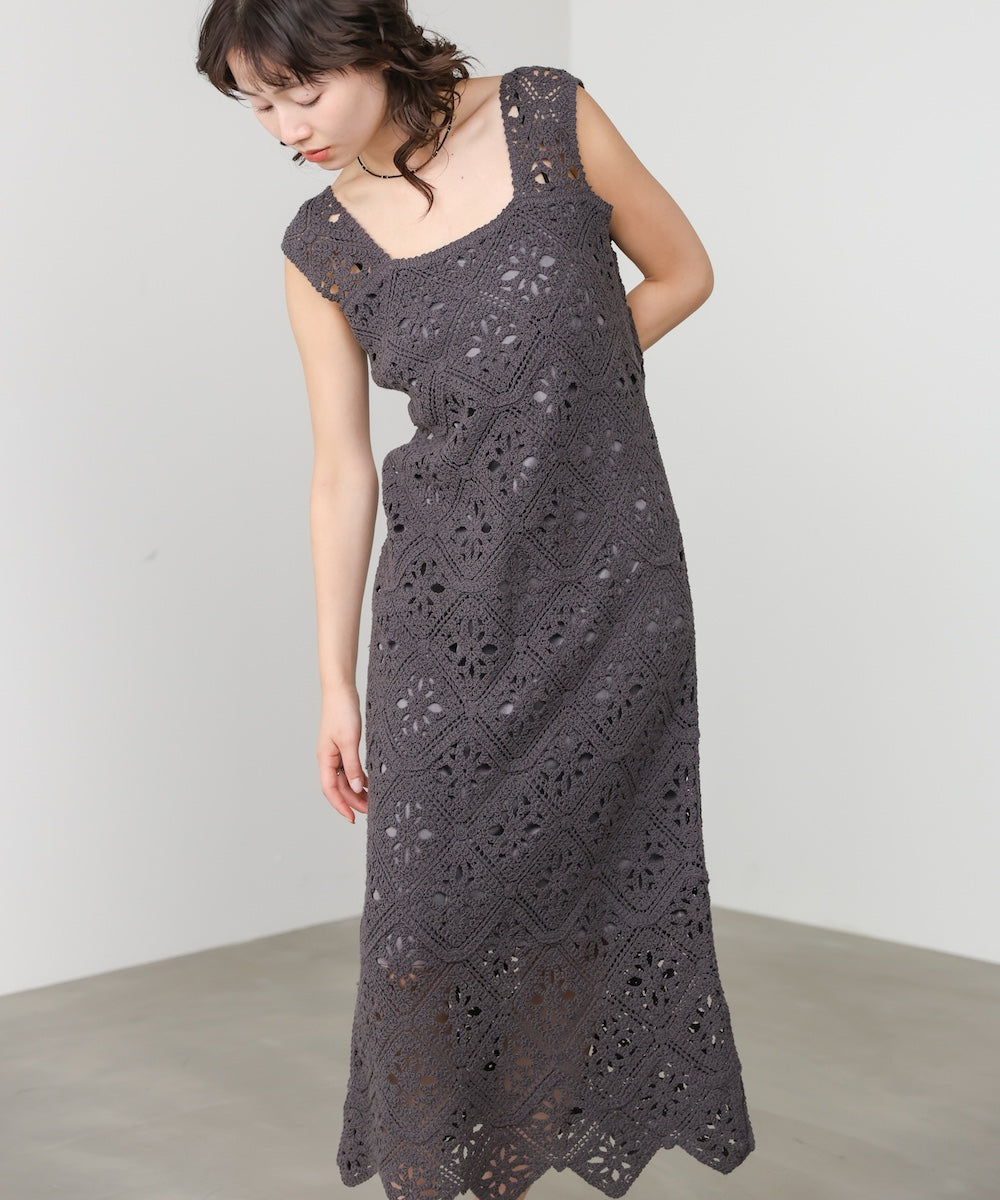 【選べるサイズ展開】ロムバスクロシェロングワンピース