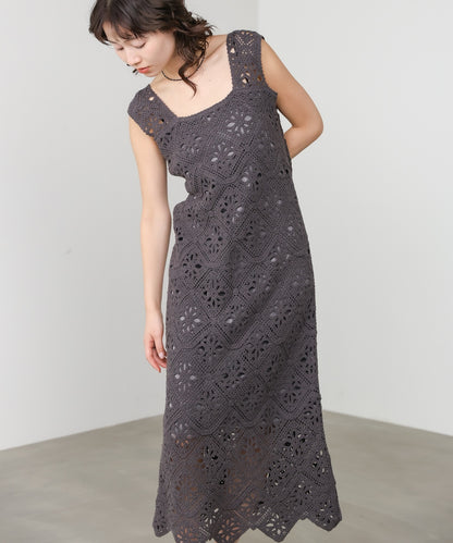 【選べるサイズ展開】ロムバスクロシェロングワンピース