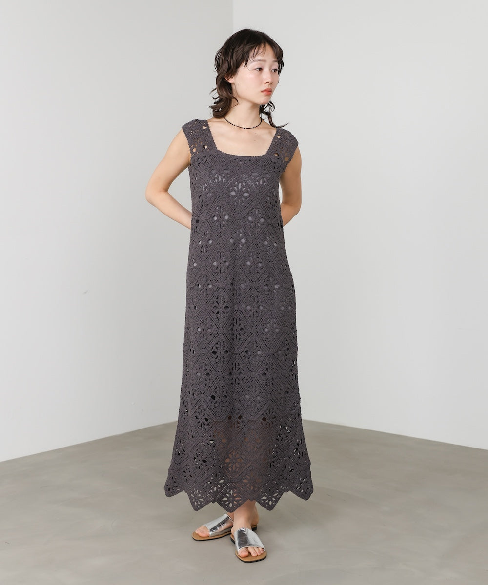 【選べるサイズ展開】ロムバスクロシェロングワンピース