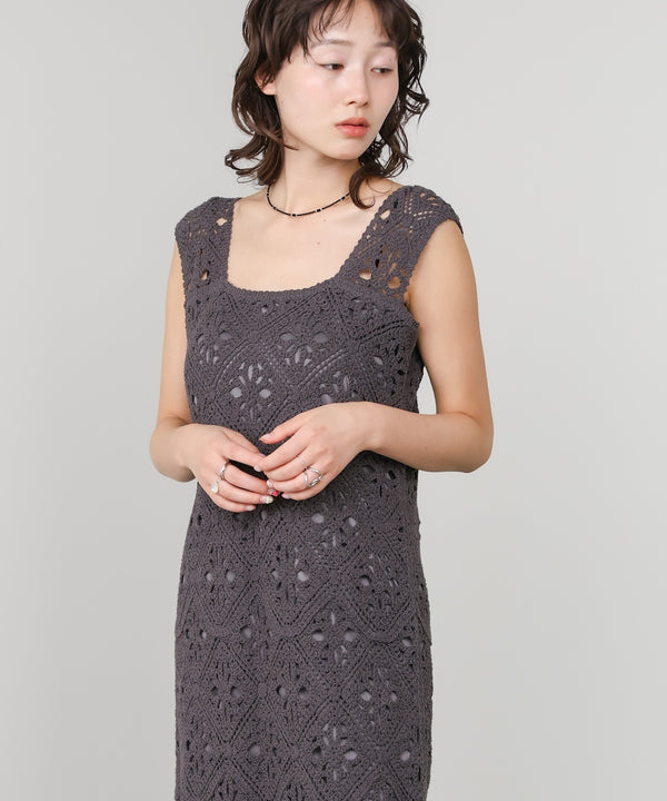 【選べるサイズ展開】ロムバスクロシェロングワンピース