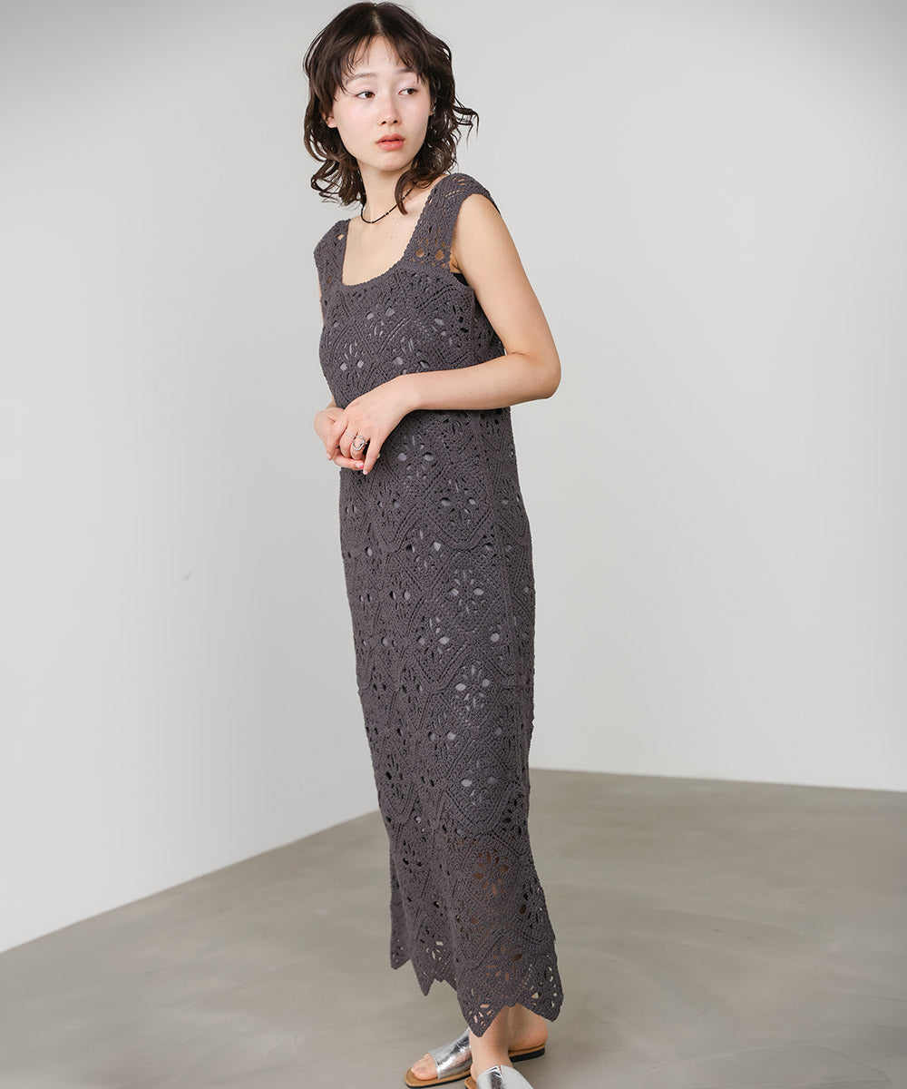 【選べるサイズ展開】ロムバスクロシェロングワンピース