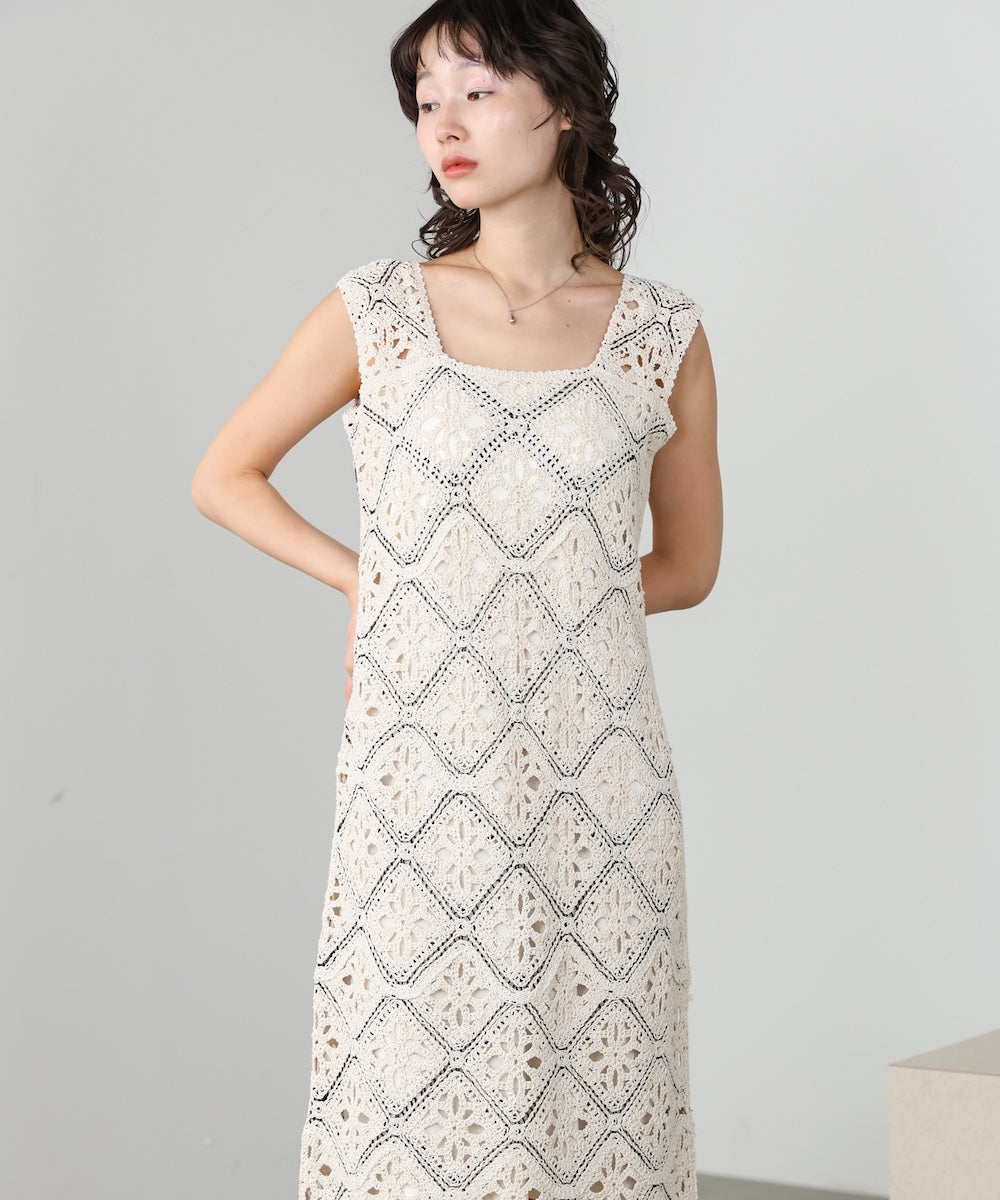 【選べるサイズ展開】ロムバスクロシェロングワンピース