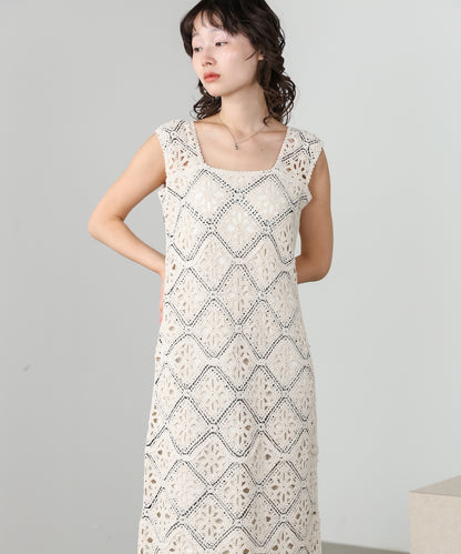 【選べるサイズ展開】ロムバスクロシェロングワンピース