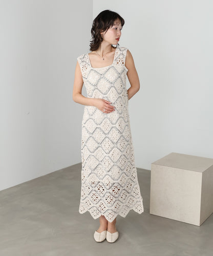 【選べるサイズ展開】ロムバスクロシェロングワンピース