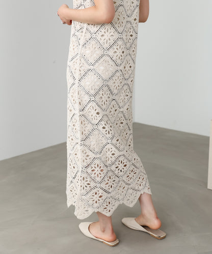 【選べるサイズ展開】ロムバスクロシェロングワンピース