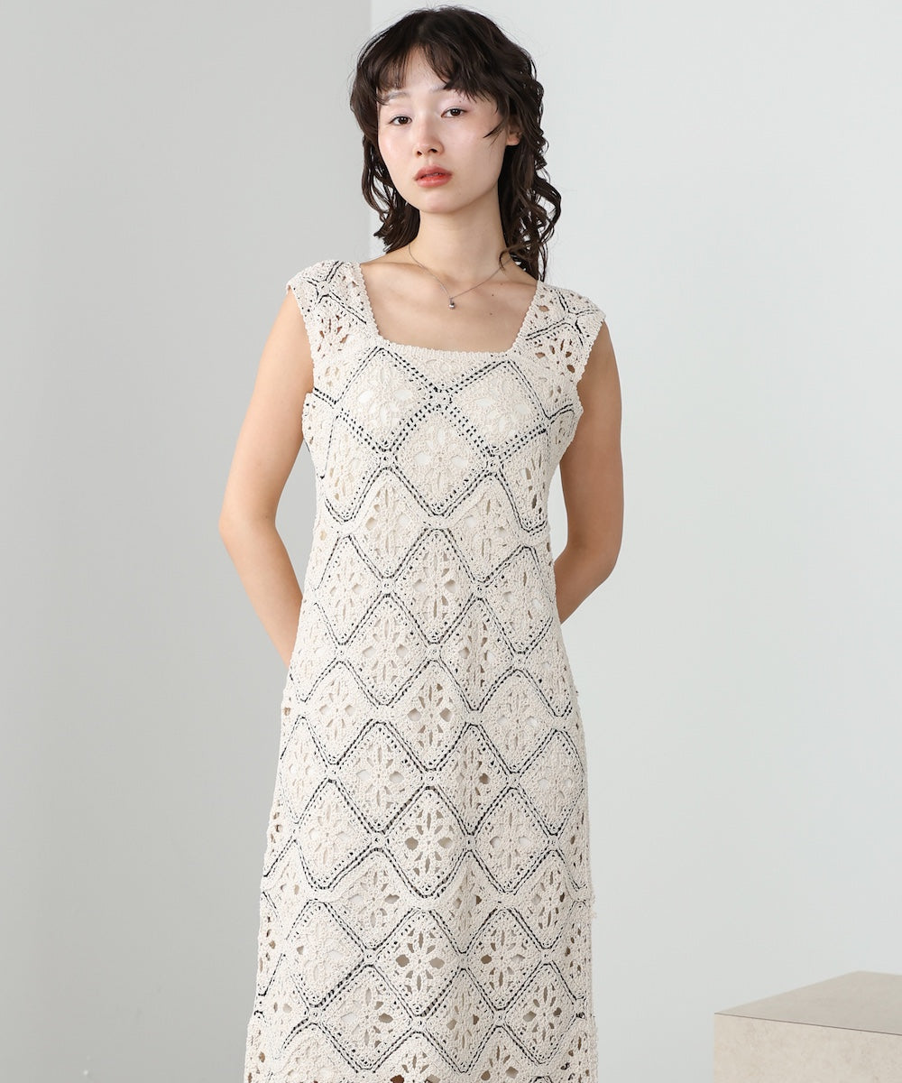 【選べるサイズ展開】ロムバスクロシェロングワンピース