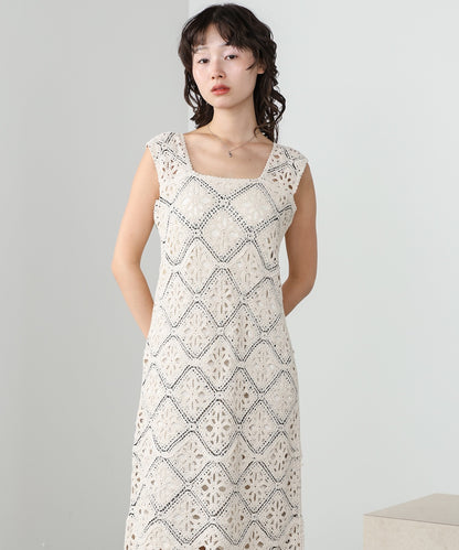 【選べるサイズ展開】ロムバスクロシェロングワンピース