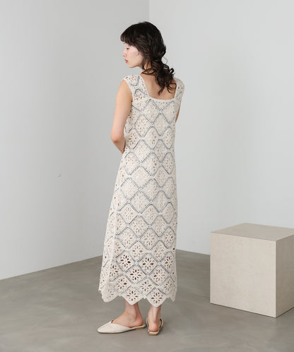 【選べるサイズ展開】ロムバスクロシェロングワンピース