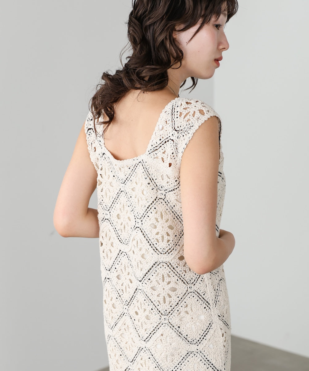 【選べるサイズ展開】ロムバスクロシェロングワンピース