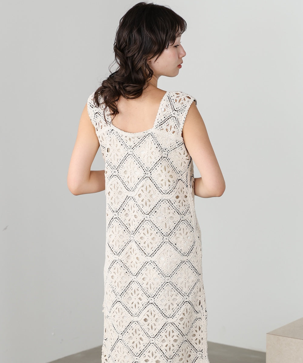 【選べるサイズ展開】ロムバスクロシェロングワンピース