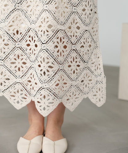 【選べるサイズ展開】ロムバスクロシェロングワンピース