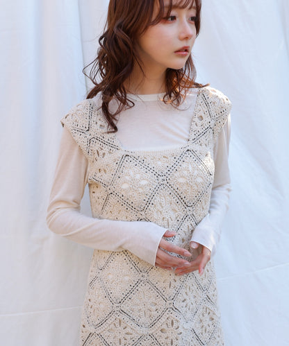 【選べるサイズ展開】ロムバスクロシェロングワンピース