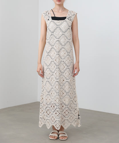 【選べるサイズ展開】ロムバスクロシェロングワンピース