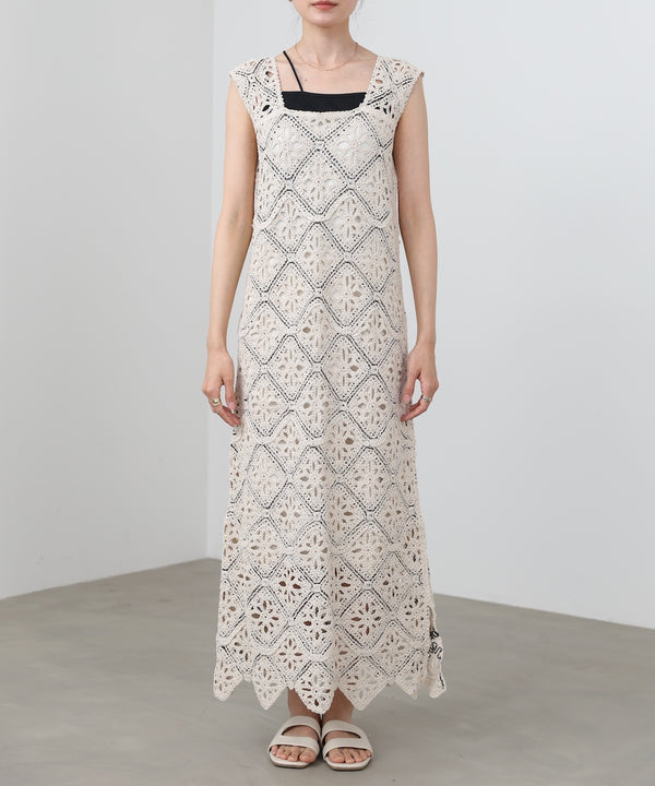 【選べるサイズ展開】ロムバスクロシェロングワンピース