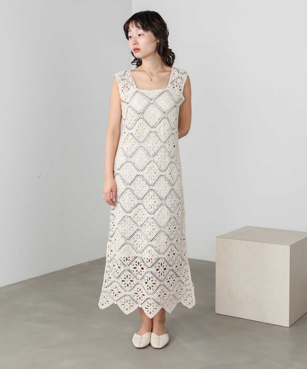 【選べるサイズ展開】ロムバスクロシェロングワンピース