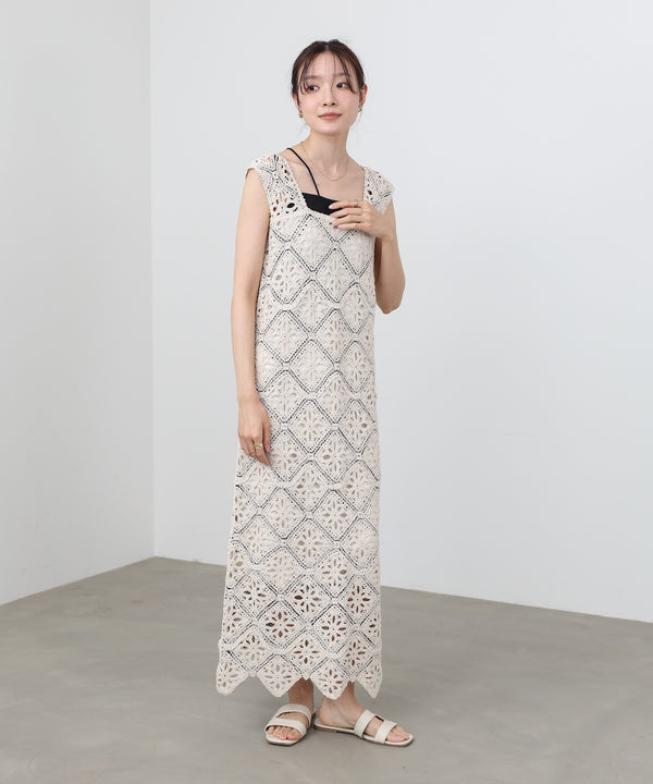 【選べるサイズ展開】ロムバスクロシェロングワンピース