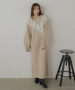 【S・Mサイズ展開】アシンメトリーフリルニットワンピース