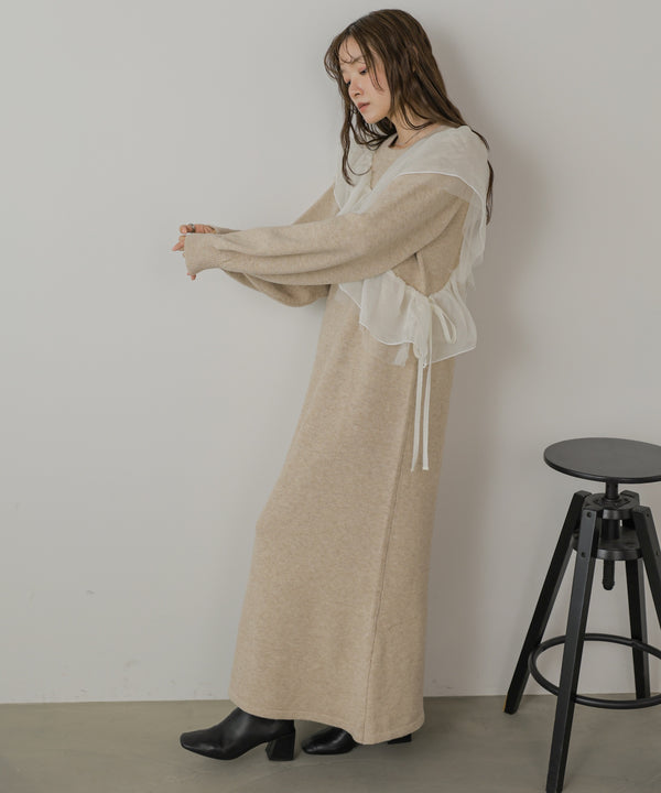 【S・Mサイズ展開】アシンメトリーフリルニットワンピース