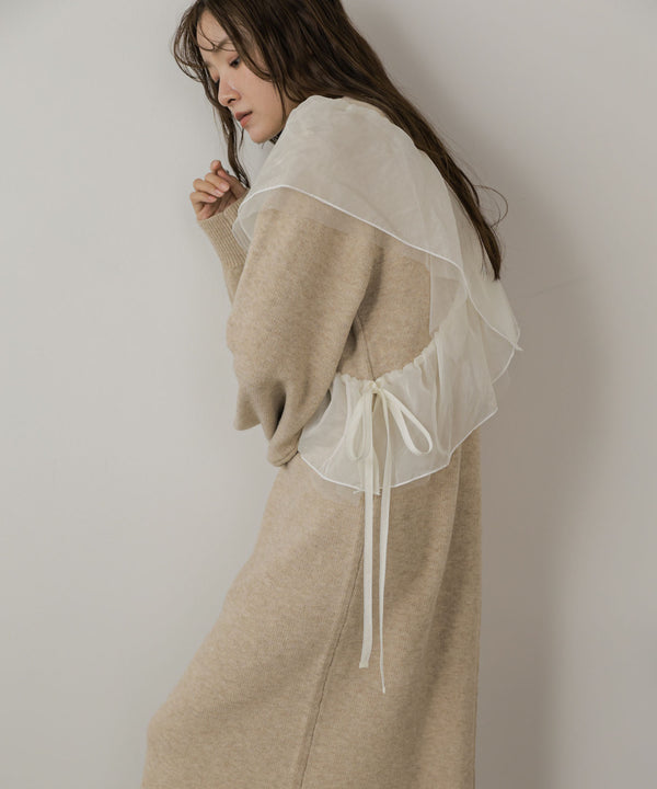 【S・Mサイズ展開】アシンメトリーフリルニットワンピース