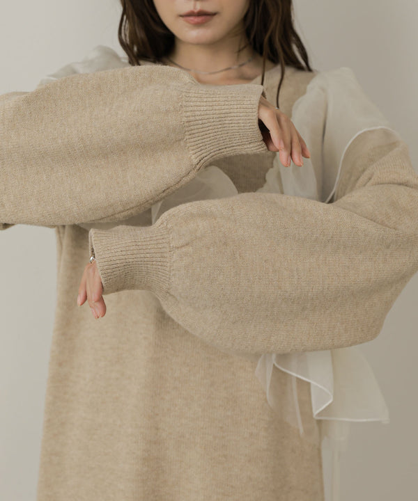 【S・Mサイズ展開】アシンメトリーフリルニットワンピース