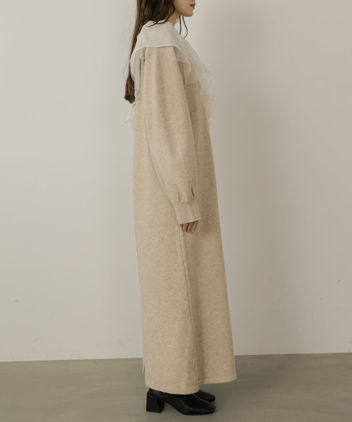 【S・Mサイズ展開】アシンメトリーフリルニットワンピース