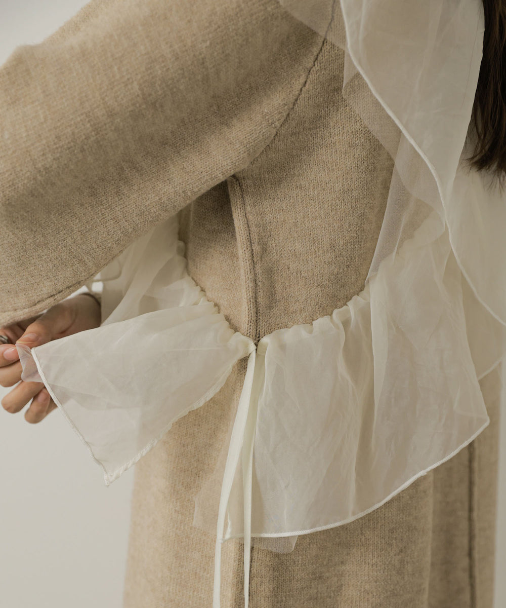 【S・Mサイズ展開】アシンメトリーフリルニットワンピース