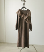 【S・Mサイズ展開】アシンメトリーフリルニットワンピース