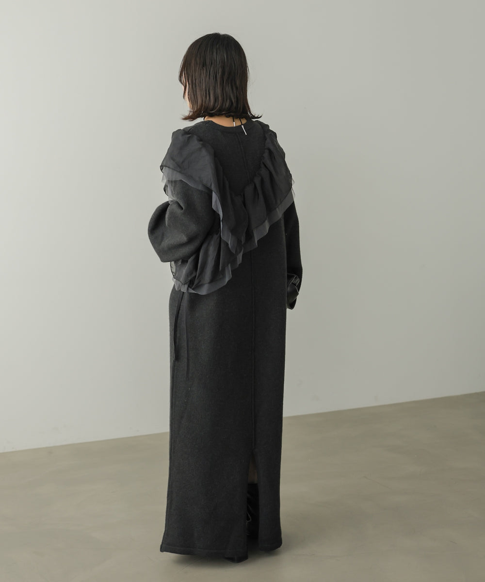 【S・Mサイズ展開】アシンメトリーフリルニットワンピース
