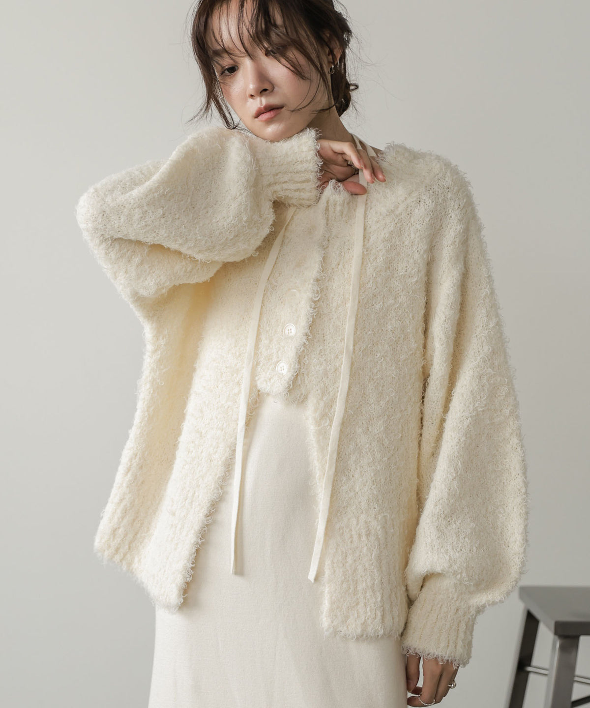 【S・Mサイズ展開】前後2WAYニットカーディガン＋ニットキャミワンピース