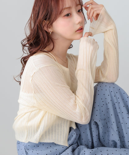 ラメニットショートカーデ