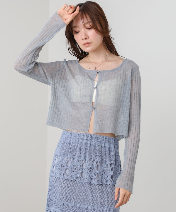 ラメニットショートカーデ