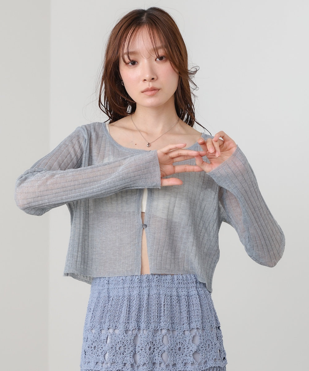 ラメニットショートカーデ