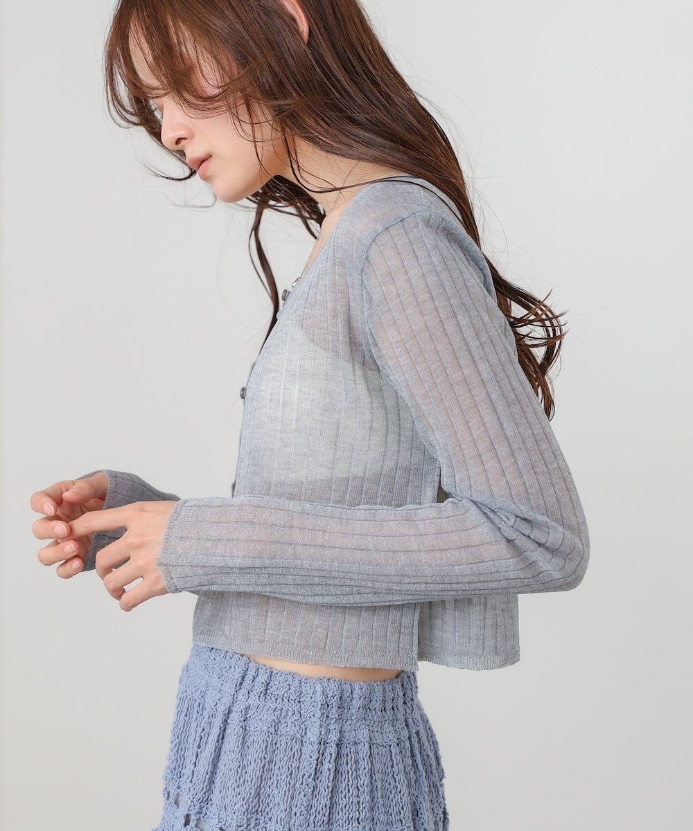 ラメニットショートカーデ