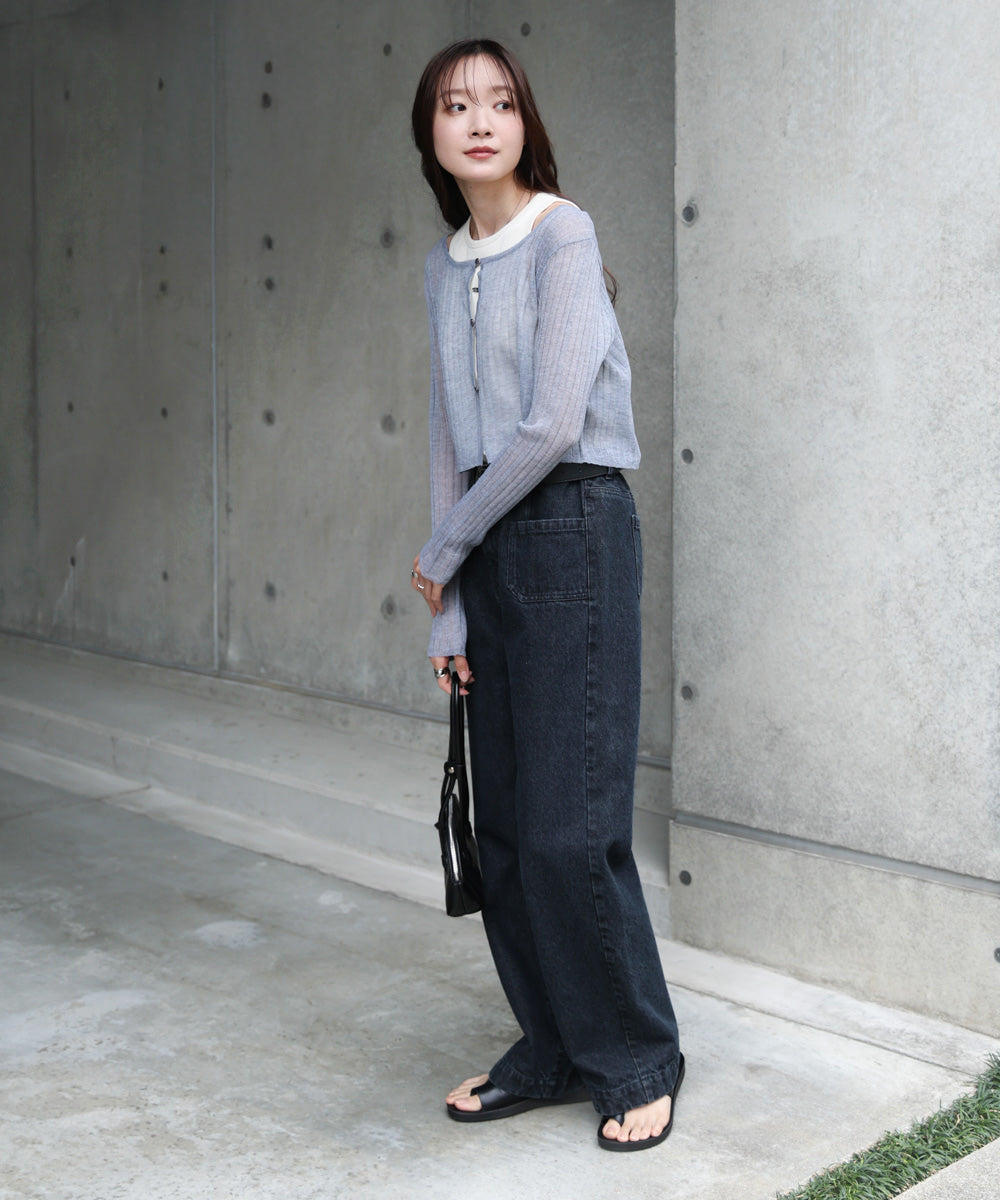 ラメニットショートカーデ
