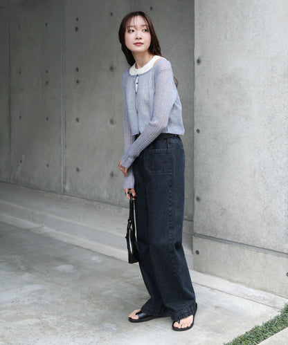ラメニットショートカーデ