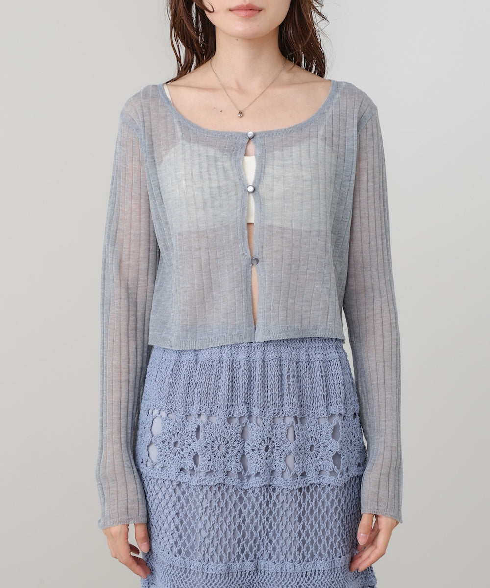 ラメニットショートカーデ