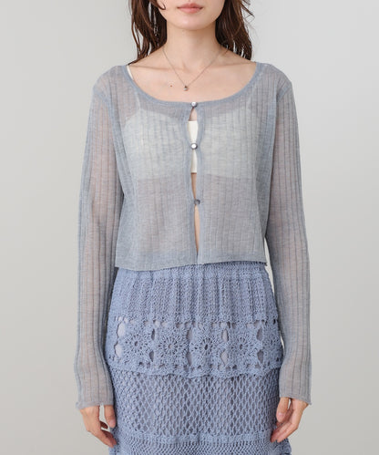 ラメニットショートカーデ