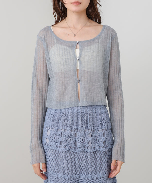 ラメニットショートカーデ