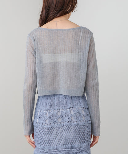 ラメニットショートカーデ