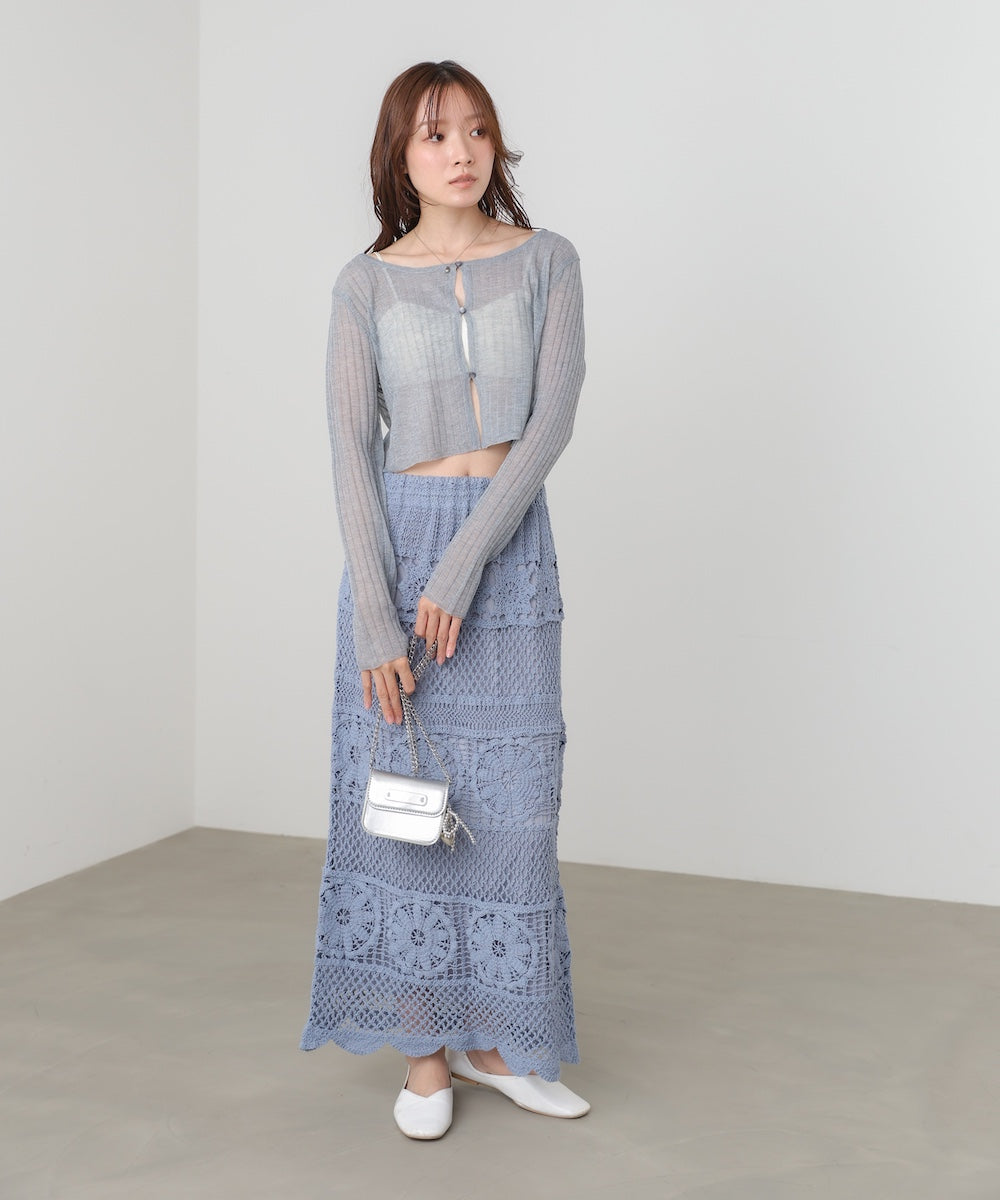 ラメニットショートカーデ