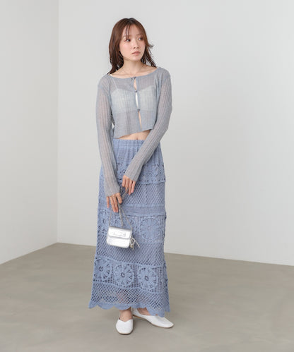 ラメニットショートカーデ