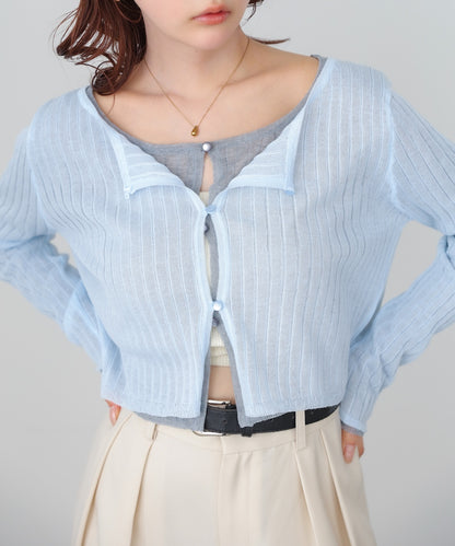 ラメニットショートカーデ