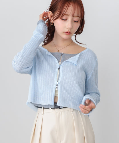 ラメニットショートカーデ