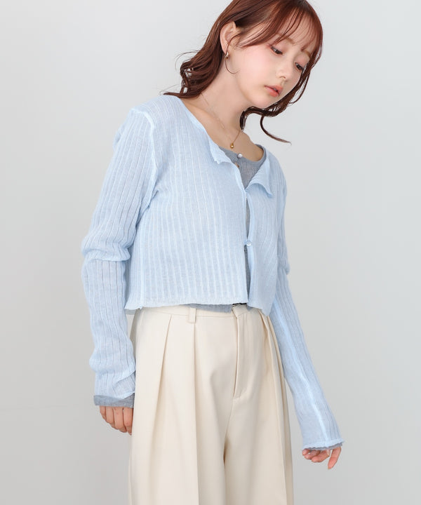 ラメニットショートカーデ