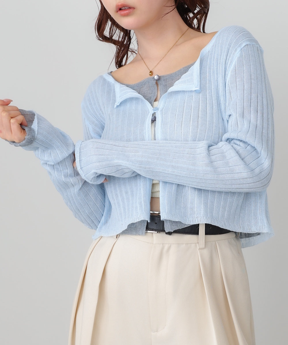 ラメニットショートカーデ