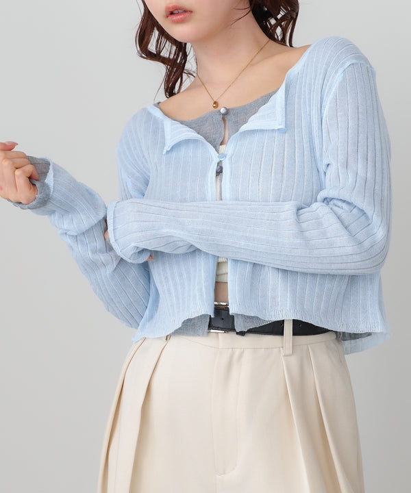 ラメニットショートカーデ