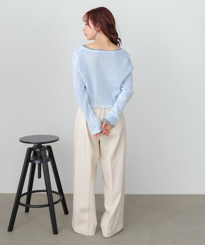 ラメニットショートカーデ