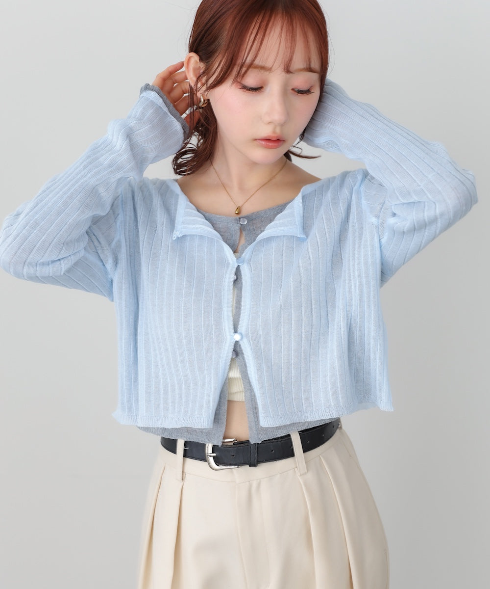 ラメニットショートカーデ