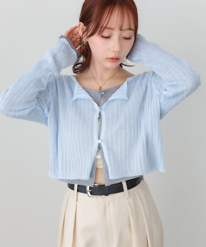 ラメニットショートカーデ