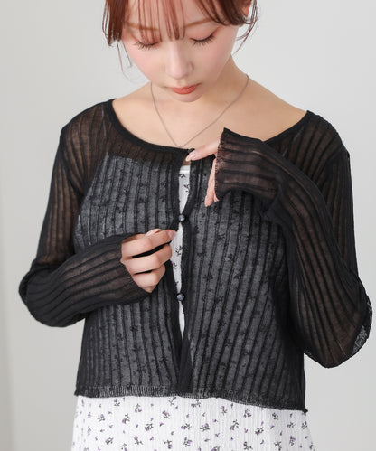 ラメニットショートカーデ